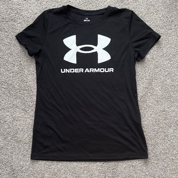 Under Armour Women's Black and White Logo Tee NEW NO TAGS S - Picture 1 of 4